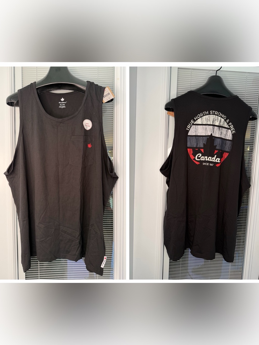 NWT Canadiana Men’s 3X Black Sleeveless Tank Canada Logo 100% Cotton